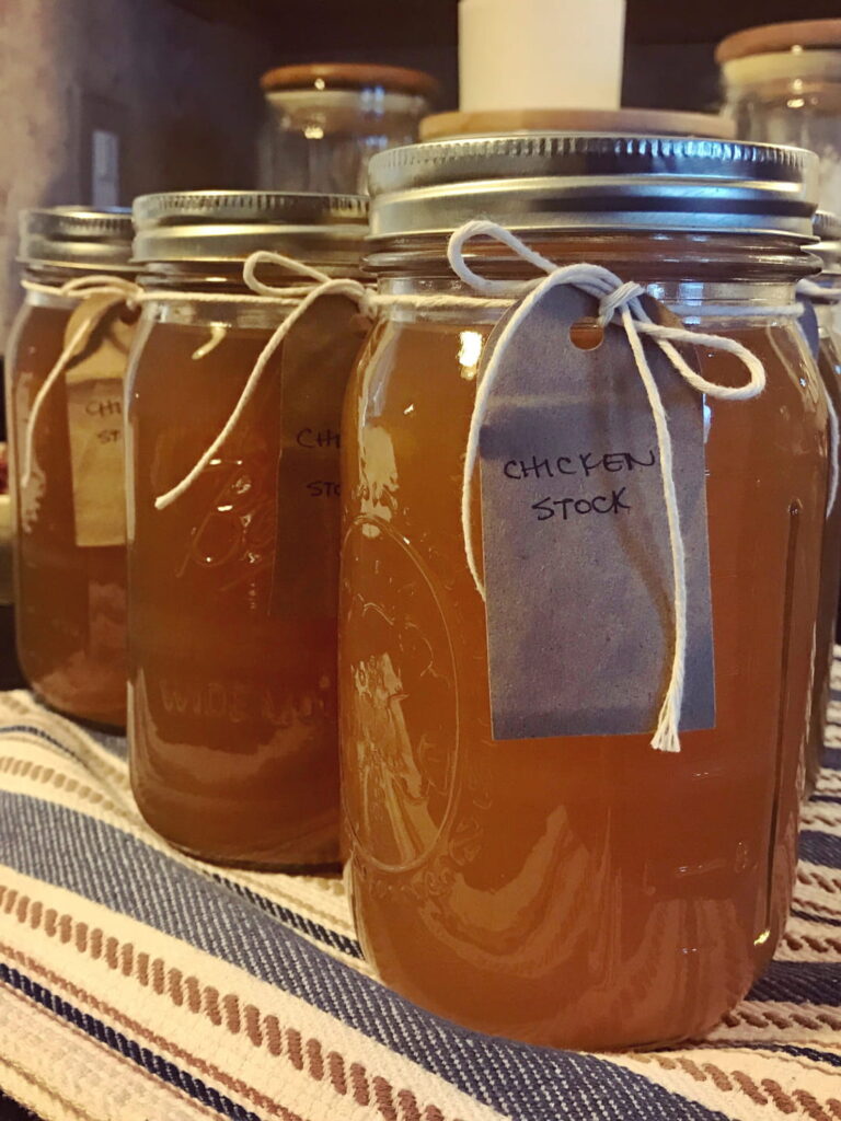 chicken stock in canning jars