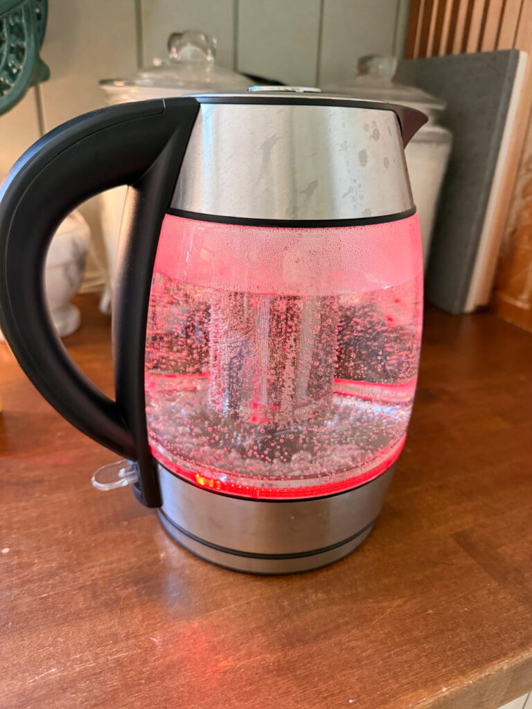 electric kettle about to boil