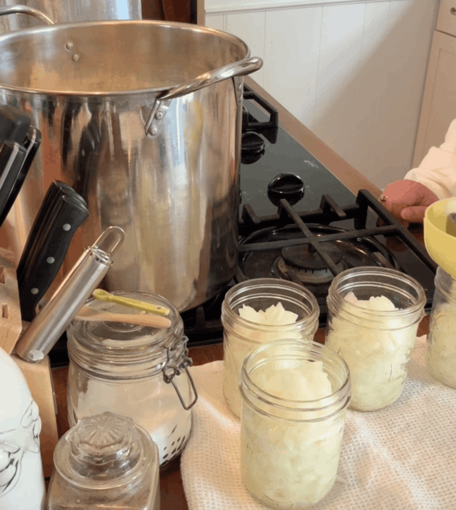 canning jars filled with raw onions
