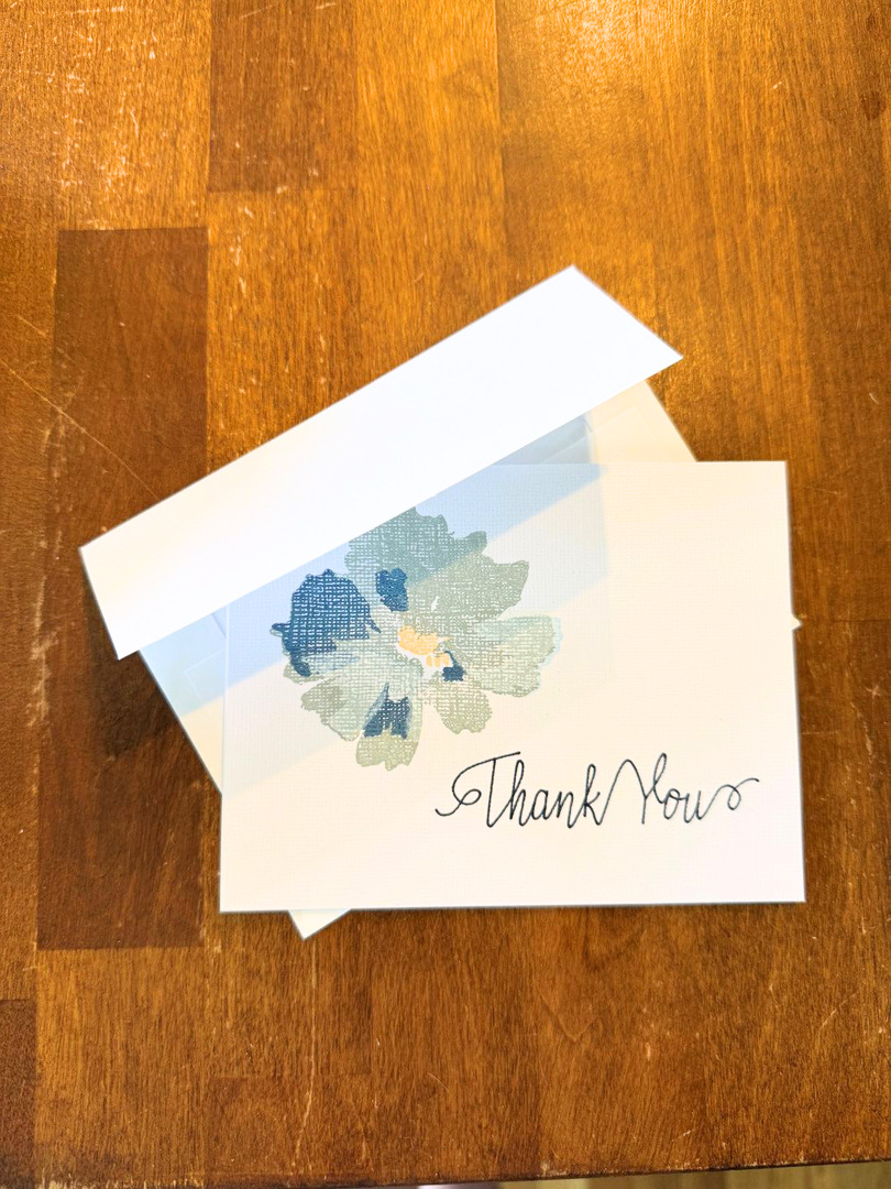 Blank Thank You Cards with Blue Flower - 5 pack - Image 3