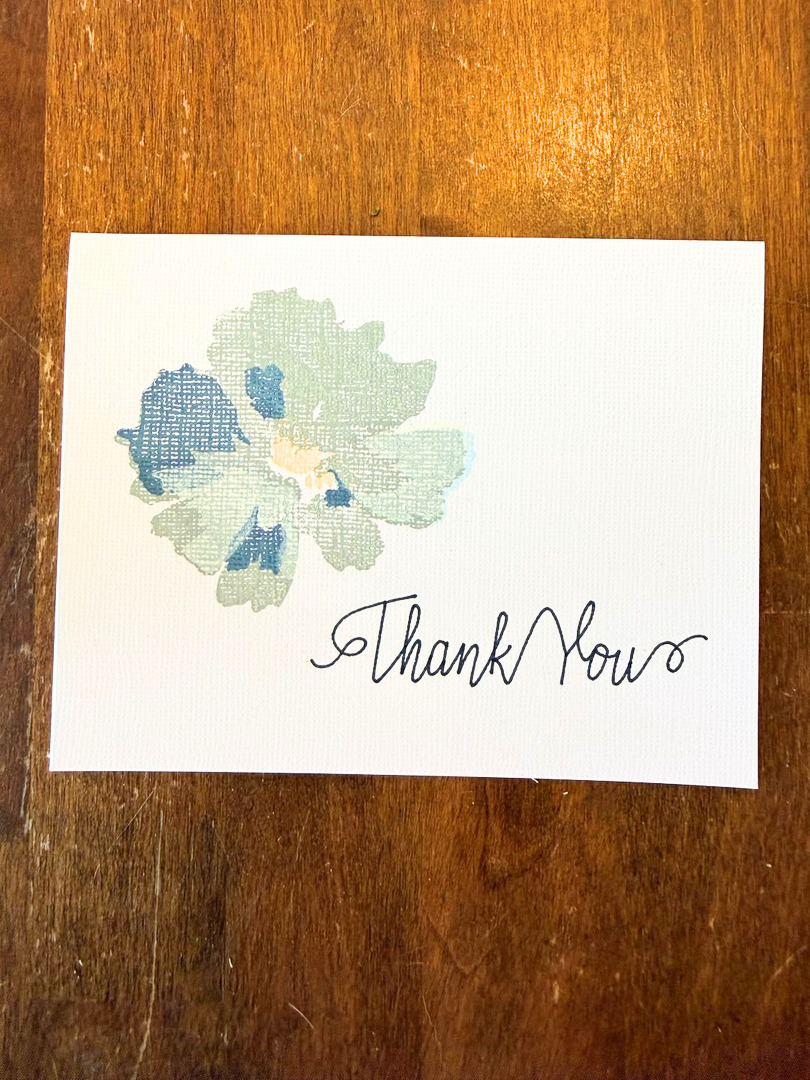 Blank Thank You Cards with Blue Flower - 5 pack - Image 2