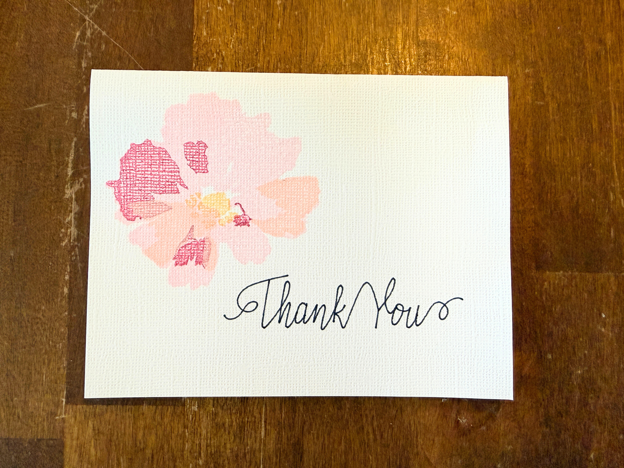 Blank Thank You Cards with Pink Flower - 5 pack - Image 3