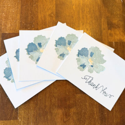 Blank Thank You Cards with Blue Flower - 5 pack